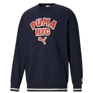 Puma Men's Navy Crewneck Sweater with Red Accents